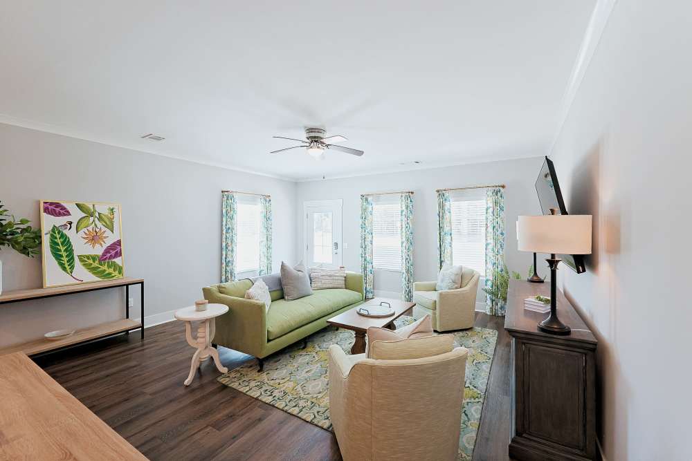 Living space in a model home at Beverly Villas in Brunswick, Georgia