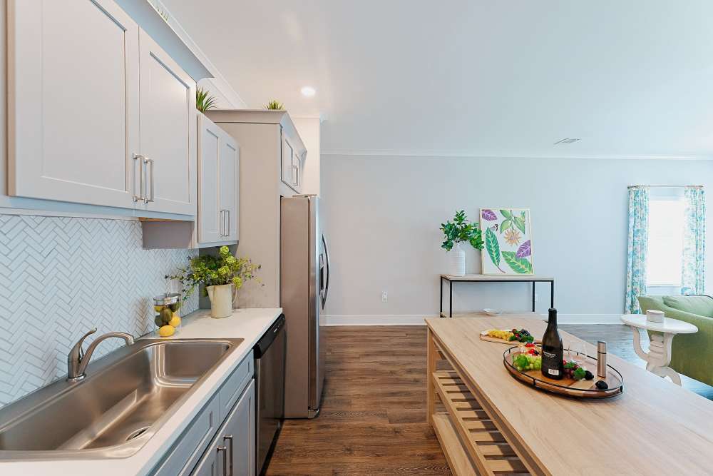 Wood floors in a kitchen at Beverly Villas in Brunswick, Georgia