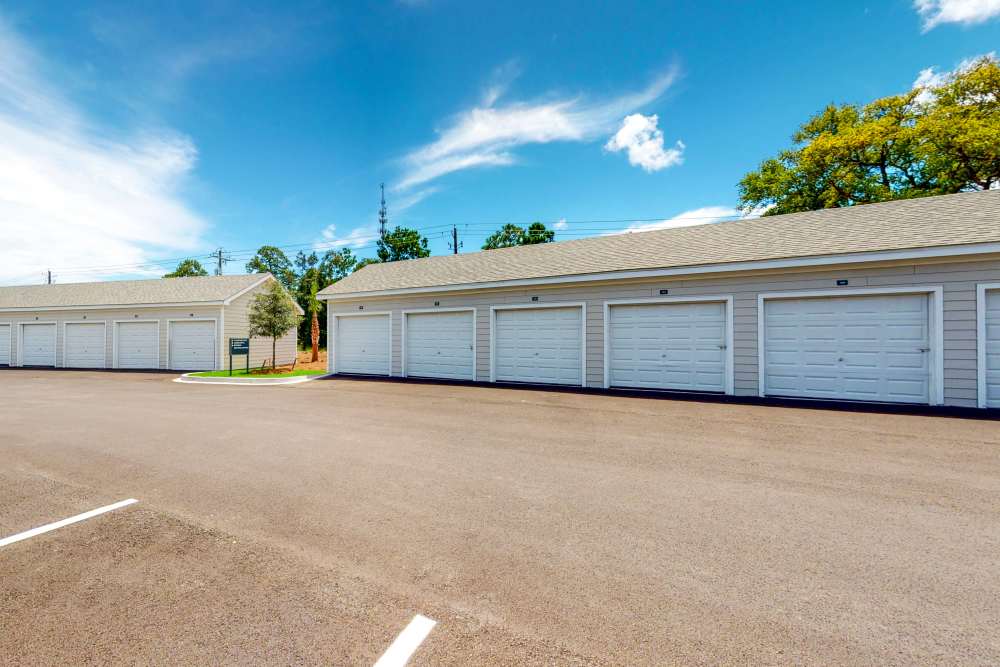 Private garages at Coastal Club Apartments in Brunswick, Georgia