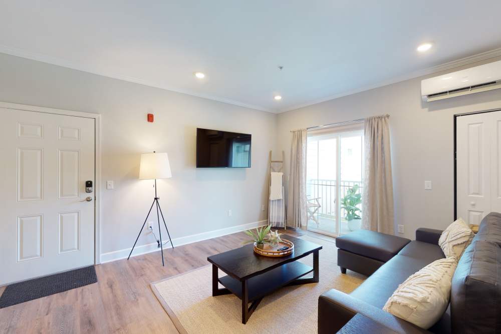 Living room in a model home at Coastal Club Apartments in Brunswick, Georgia