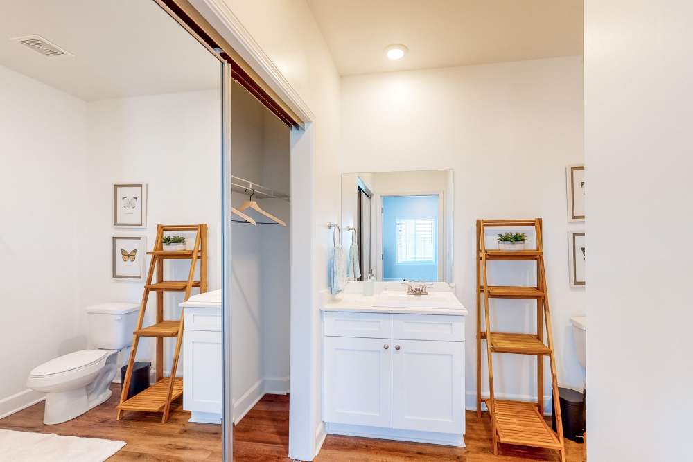 Bathroom in a model home at Coastal Club Apartments in Brunswick, Georgia