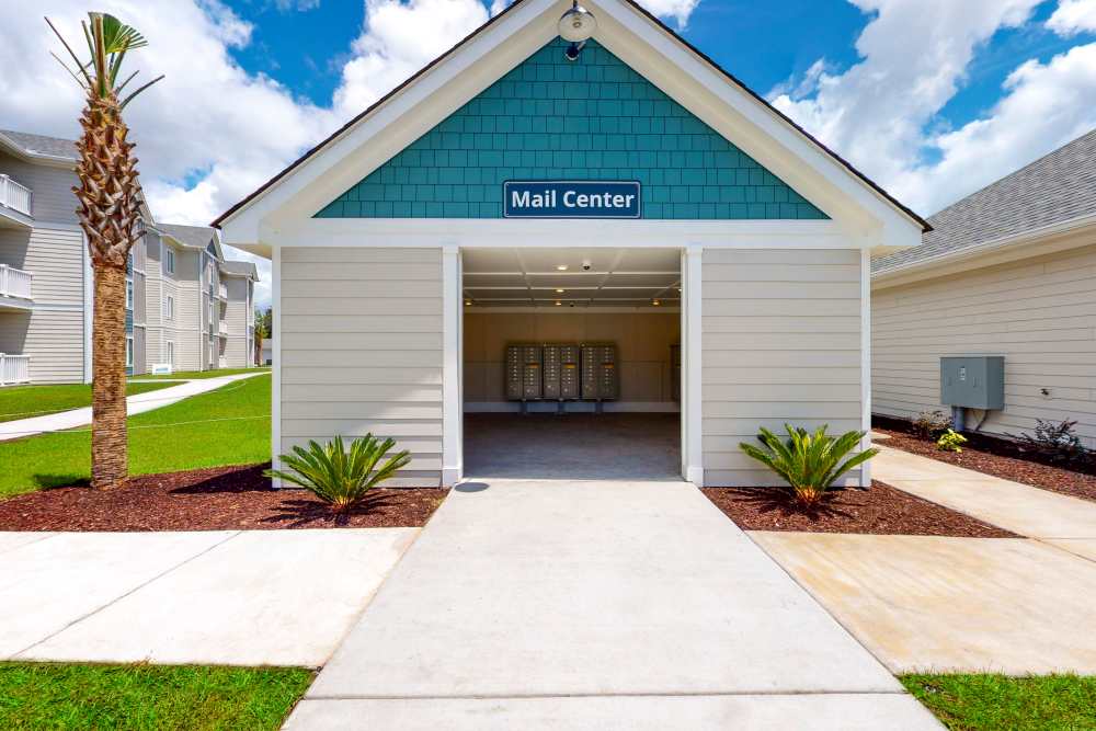 Entrance to the mail center at Coastal Club Apartments in Brunswick, Georgia