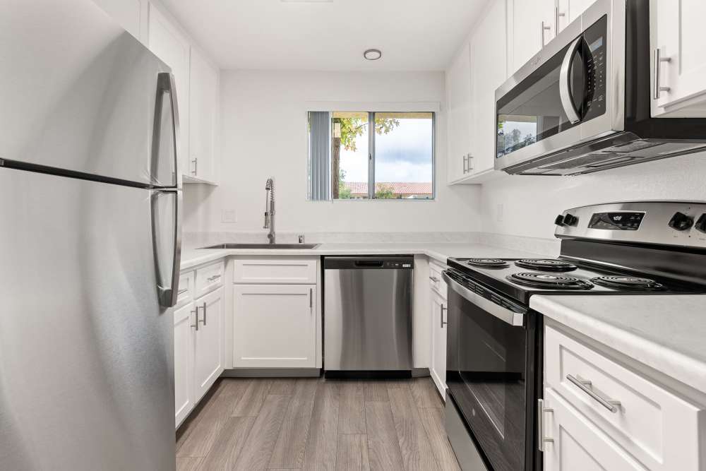 Modern kitchens with appliances at Terre at the Ranch in Ramona, California
