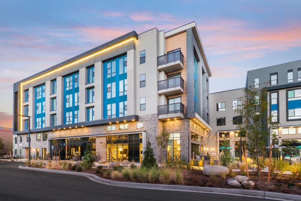 Basecamp exterior building at Reno Experience District in Reno, Nevada