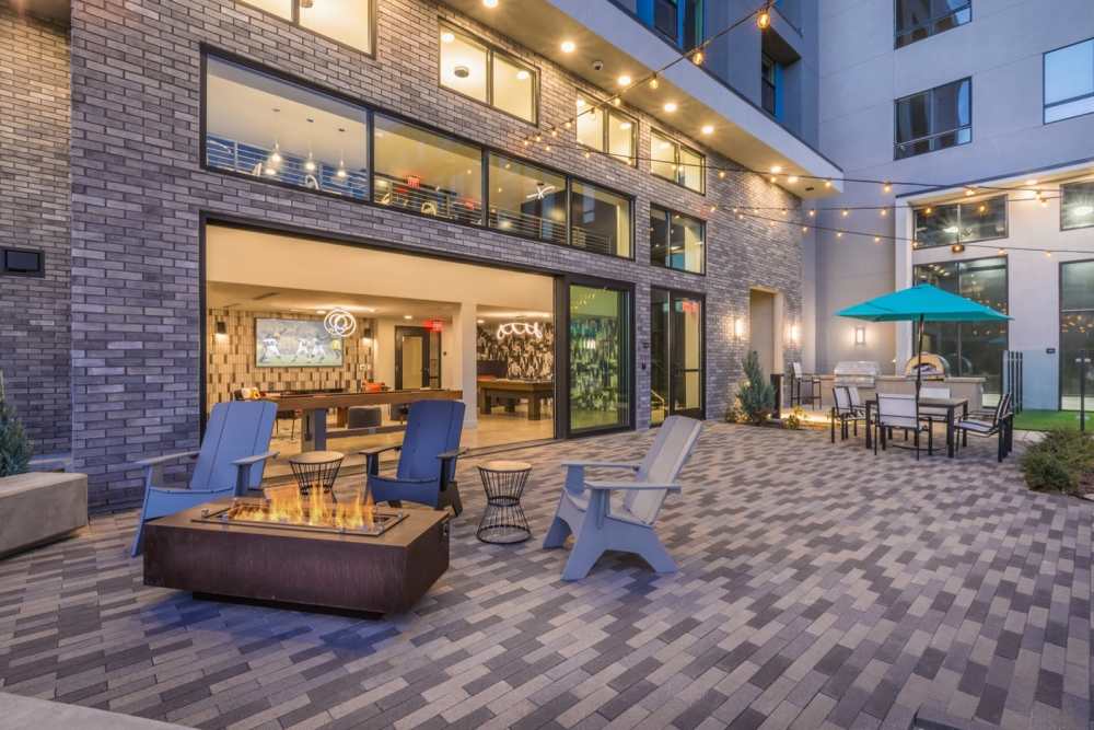 Deck chair around outdoor swimming pool at Reno Experience District in Reno,