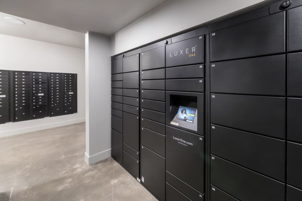 Package lockers at Reno Experience District in Reno, Nevada