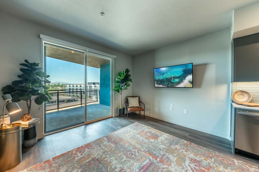 Doors to private balcony at Reno Experience District in Reno, Nevada