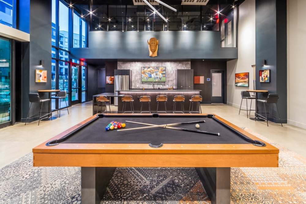 Pool table at Reno Experience District in Reno, Nevada