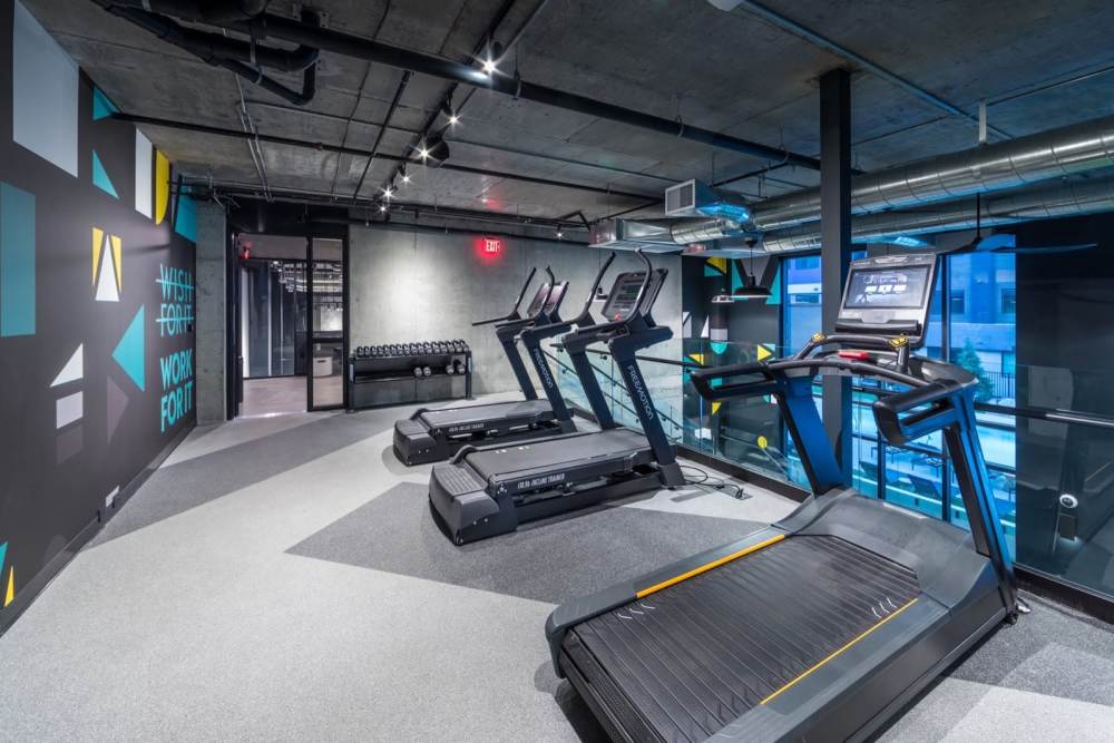 Fitness center at Reno Experience District in Reno, Nevada