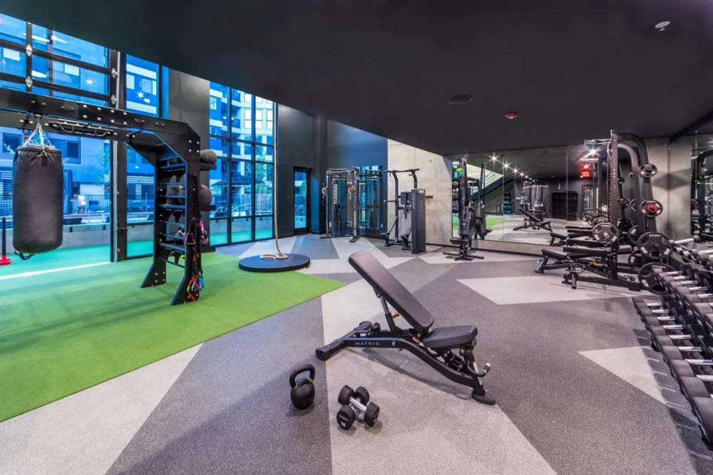 Large fitness studio at Reno Experience District in Reno, Nevada
