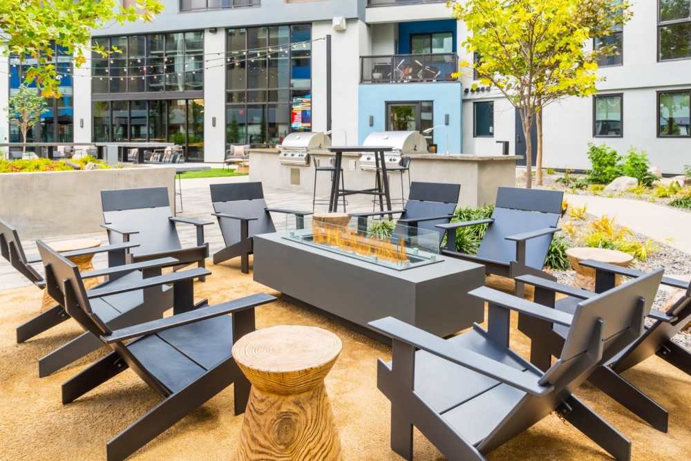 Outdoor seating fire pit at Reno Experience District in Reno,