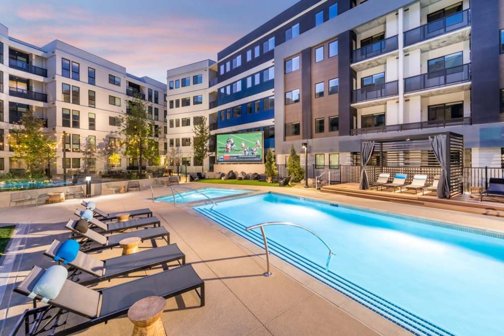 Resort style pool with sundeck at Reno Experience District in Reno,