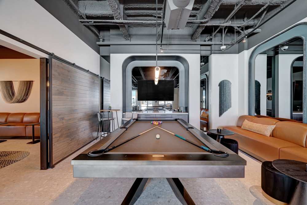 Clubhouse lounge with billiards and luxury details at The Ellison in Las Vegas, Nevada