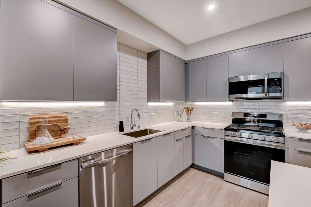 Modern kitchen with sleek appliances at The Ellison in Las Vegas, Nevada