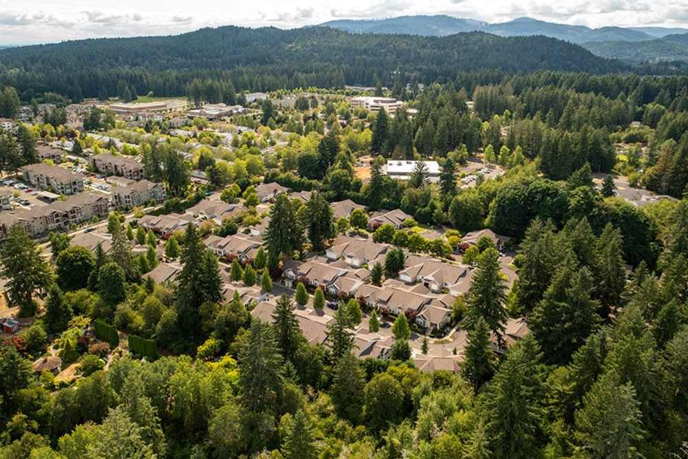 Aerial view of Yauger Park Villas in Olympia, Washington