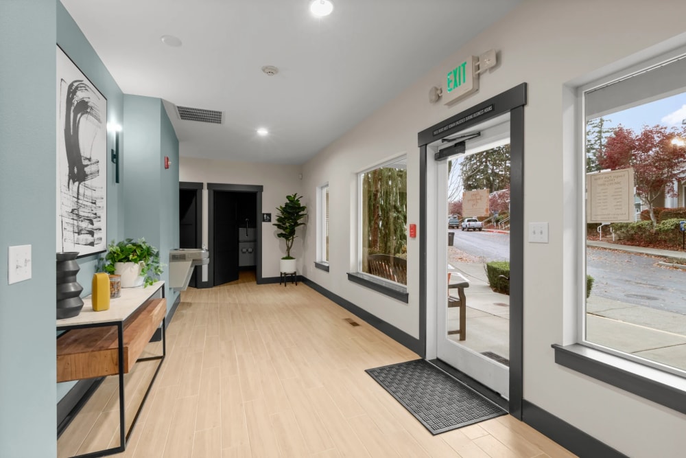 Entrance to the leasing office at Yauger Park Villas in Olympia, Washington
