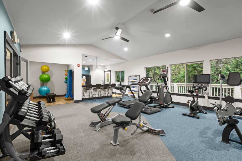 Fitness center at Yauger Park Villas in Olympia, Washington