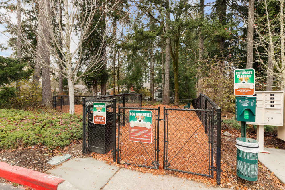 Dog park at Yauger Park Villas in Olympia, Washington