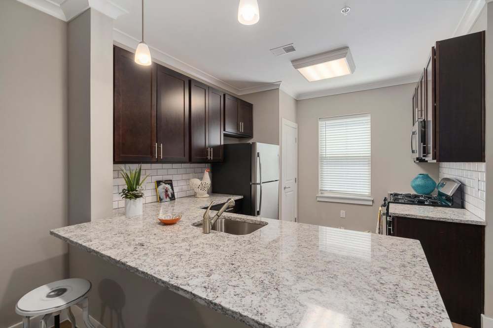 Beautiful counters in a model home at East of Market in Frederick, Maryland