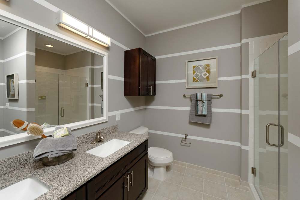 Modern bathroom at 3350 at Alterra in Hyattsville, Maryland