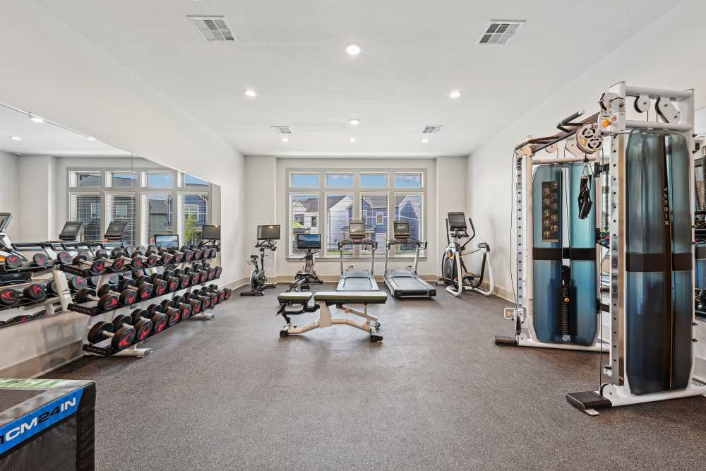 fitness center at  The Everstead at Windrose in Spring, Texas