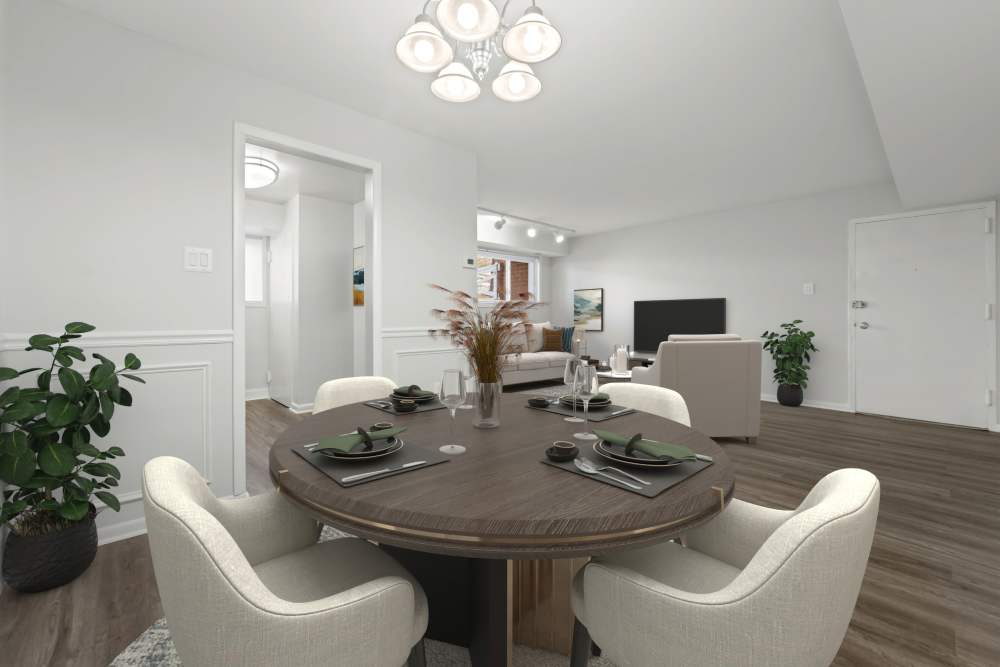 Dining room in a home at Tysons View in Falls Church, Virginia
