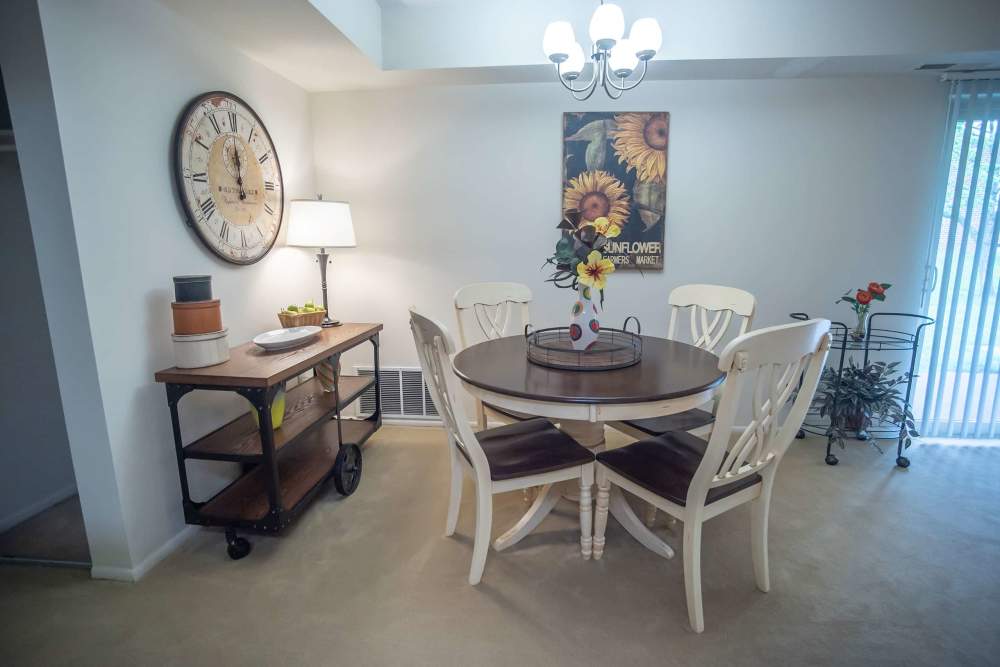 Model living room at Hunt Club Apartments in Cockeysville, Maryland