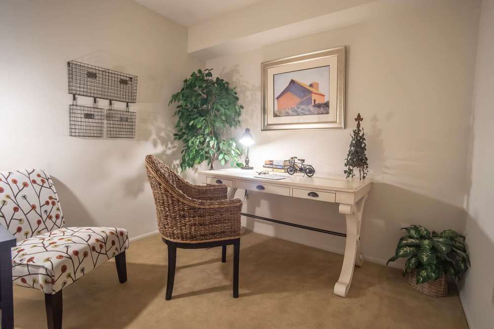 Writing desk in a home at Hunt Club Apartments in Cockeysville, Maryland