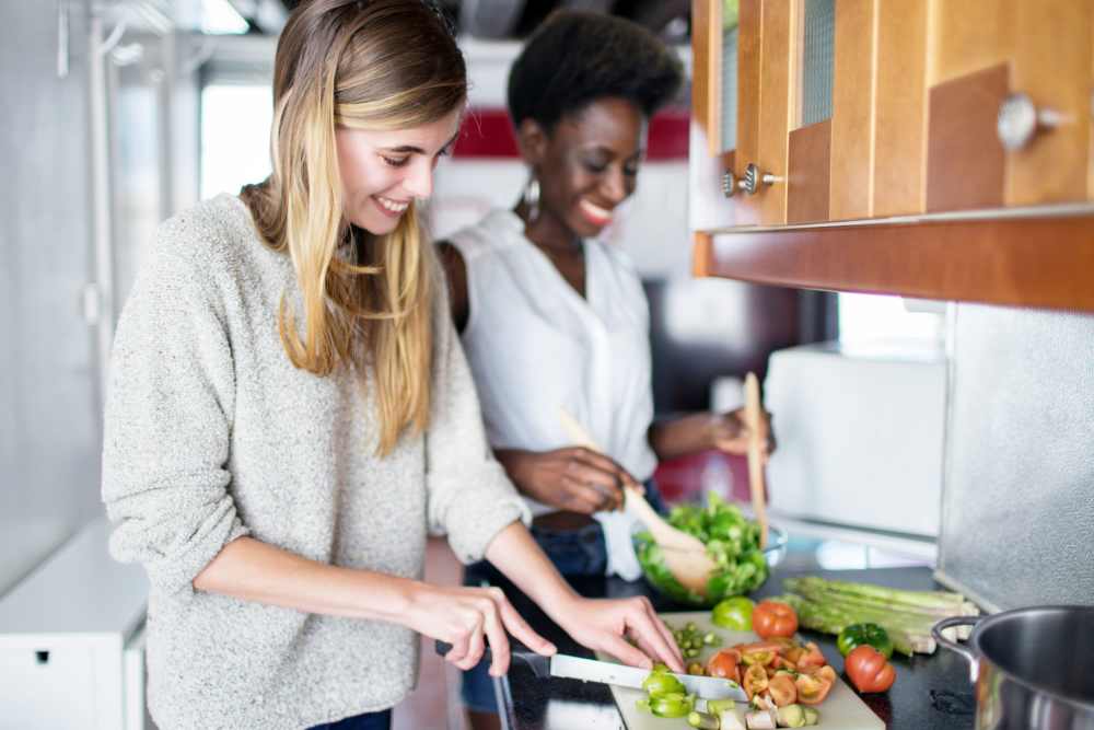 Couple preparing a meal in their home at Shenandoah Commons in Front Royal, Virginia