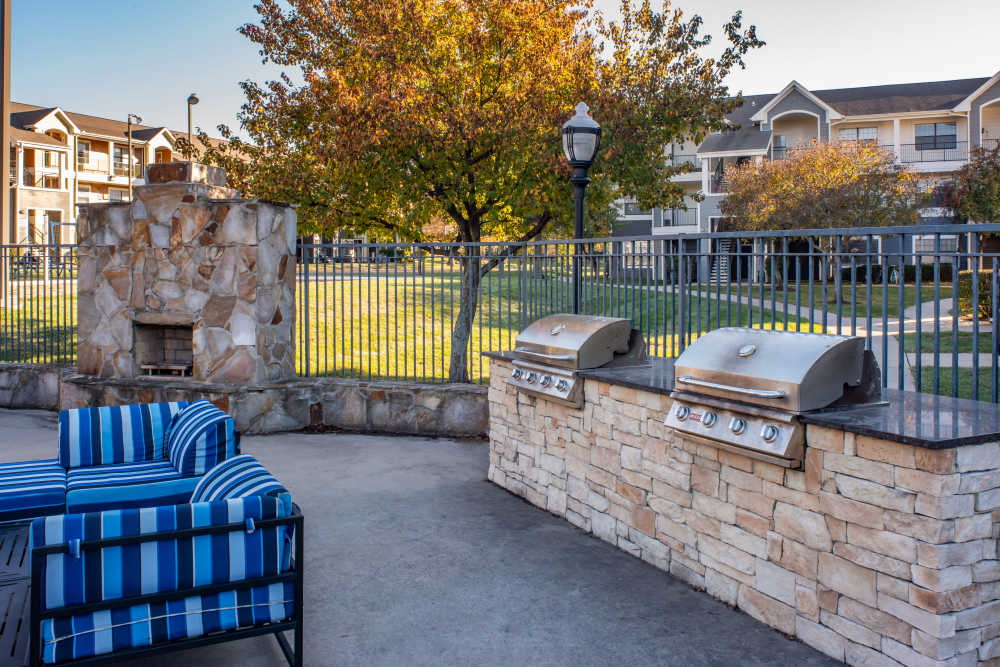 Outdoor grilling station at The Reserve on West 31st in Lawrence, Kansas