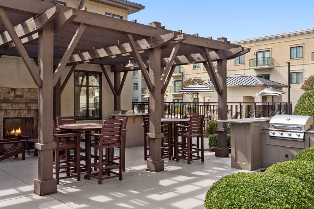 Outdoor fireplace and cabana at SouthPark Morrison in Charlotte, North Carolina