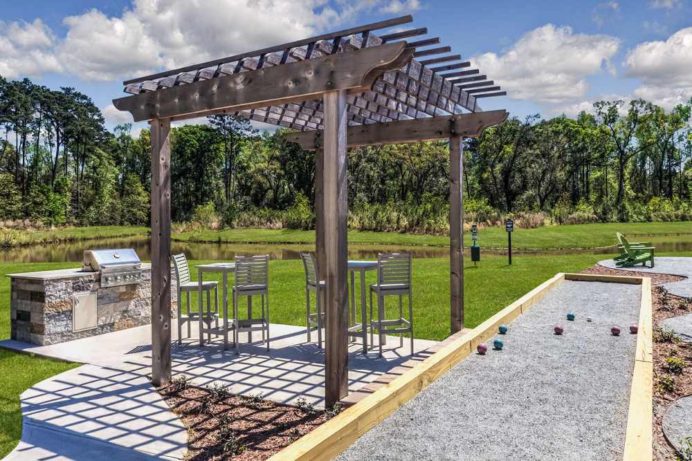 Outdoor grill stations and pavilion at Durham Park in Pooler, Georgia