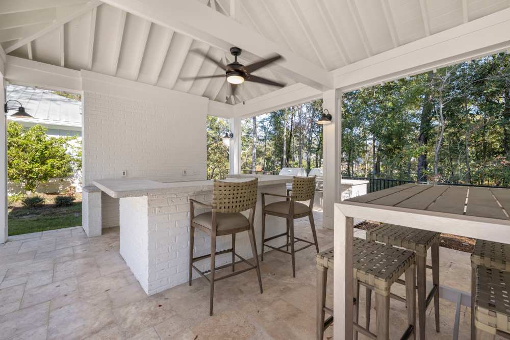 Outdoor covered dining areas at Park Circle Village in North Charleston, South Carolina