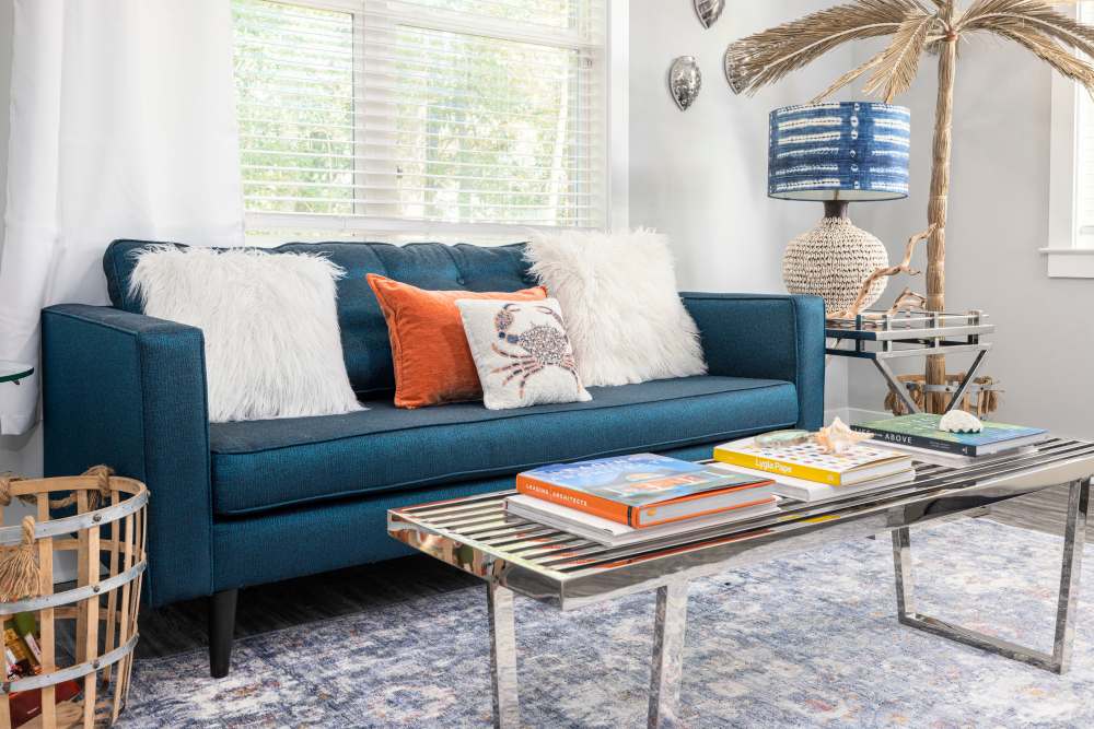 Comfy couch in a living room at Park Circle Village in North Charleston, South Carolina