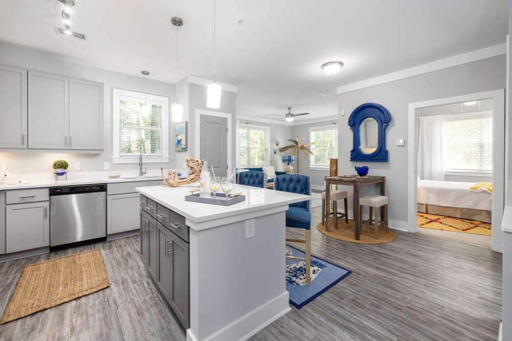 Kitchen and living areas at Park Circle Village in North Charleston, South Carolina
