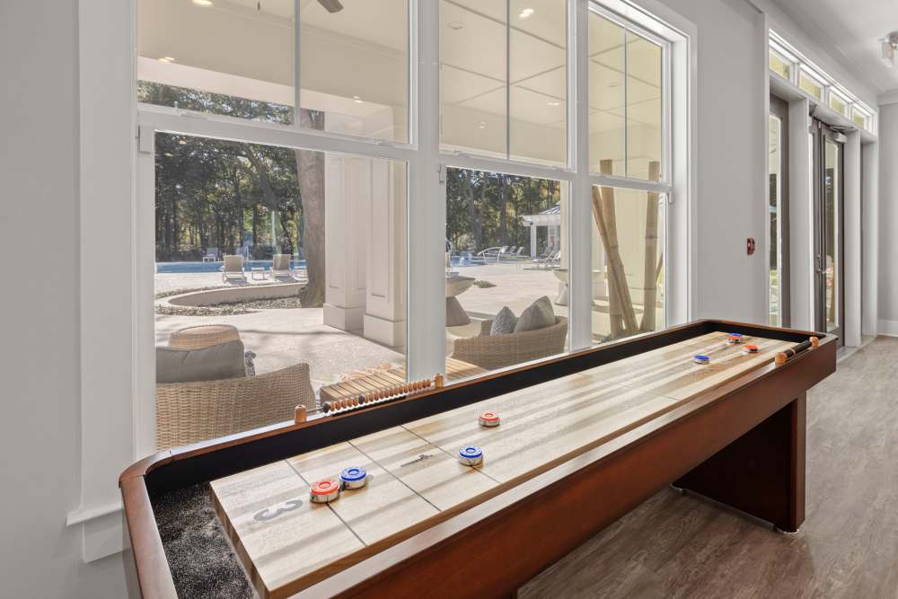 Shuffleboard table at Park Circle Village in North Charleston, South Carolina