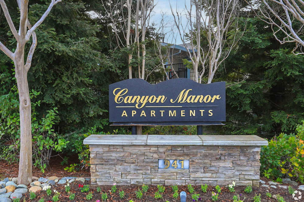 Canyon Manor sign at Canyon Manor in American Canyon, California
