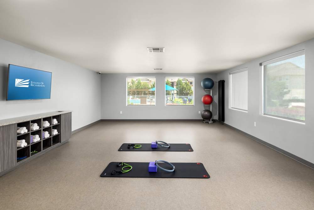 Modern fitness center at Estates of Richardson in Richardson, Texas