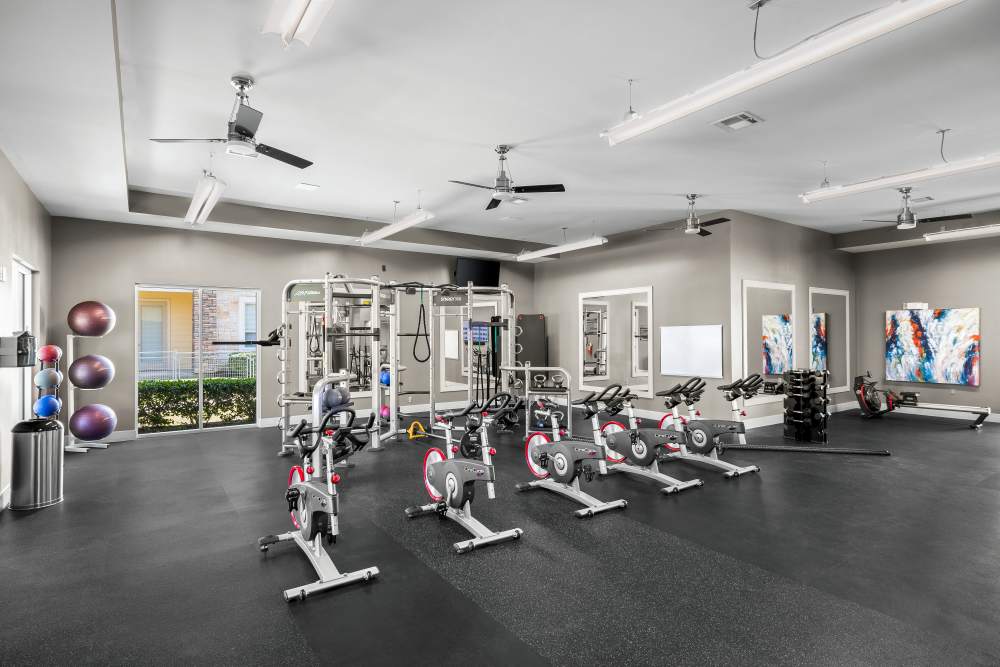 Spacious fitness center at Estates of Richardson in Richardson, Texas