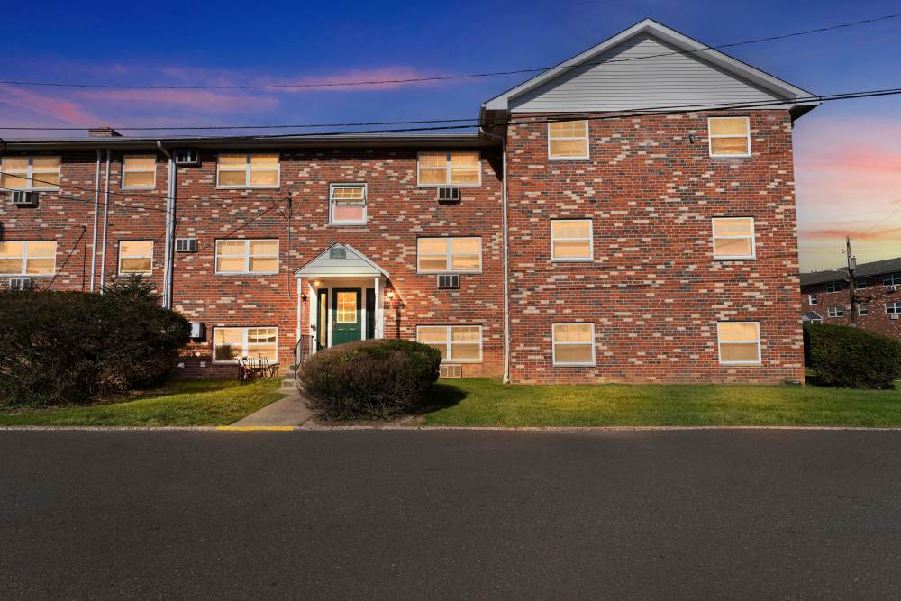 Exterior at night at South Mountain Apartment Homes in Allentown, Pennsylvania