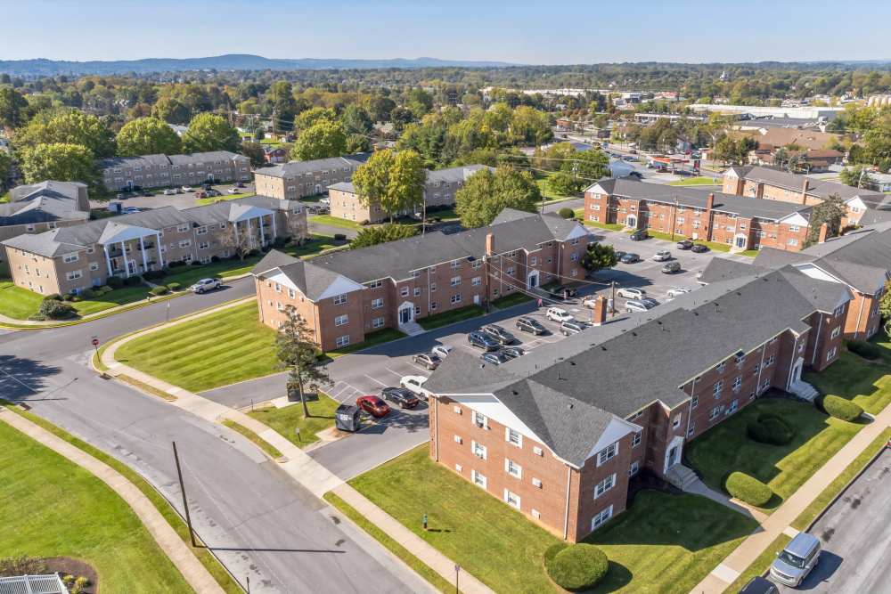 Aerial view of the community at South Mountain Apartment Homes in Allentown, Pennsylvania