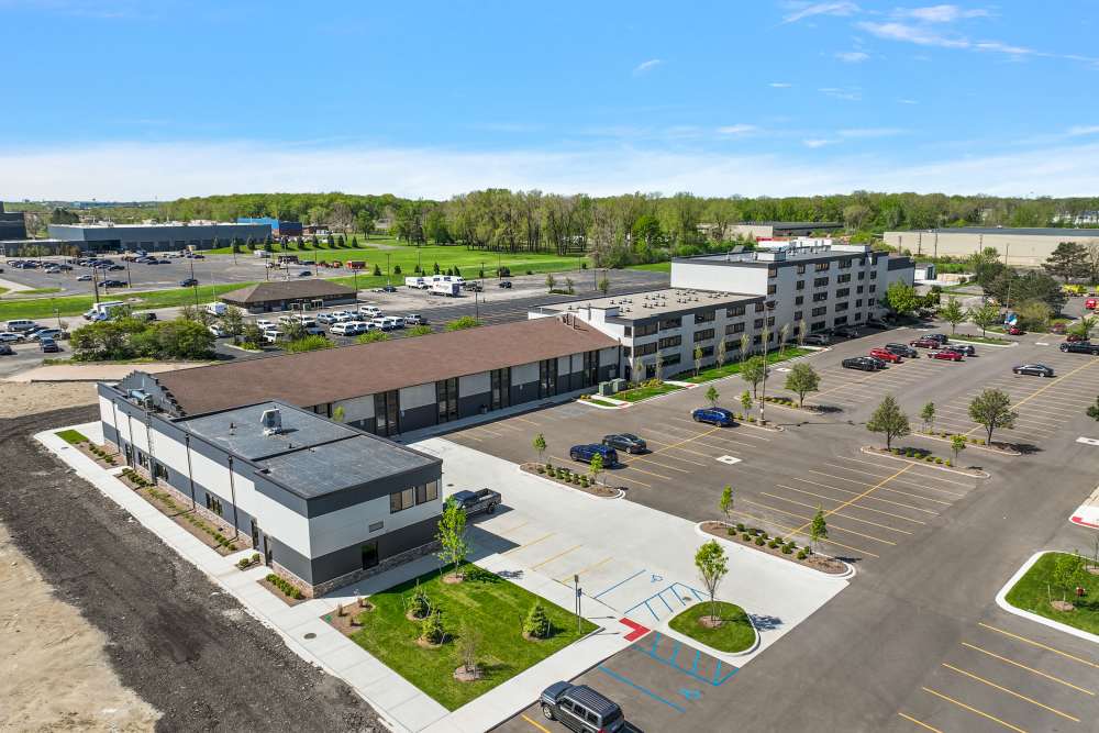 Second aerial view of The Block at Sterling Heights in Sterling Heights, Michigan