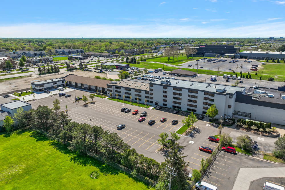 Aerial view of The Block at Sterling Heights in Sterling Heights, Michigan