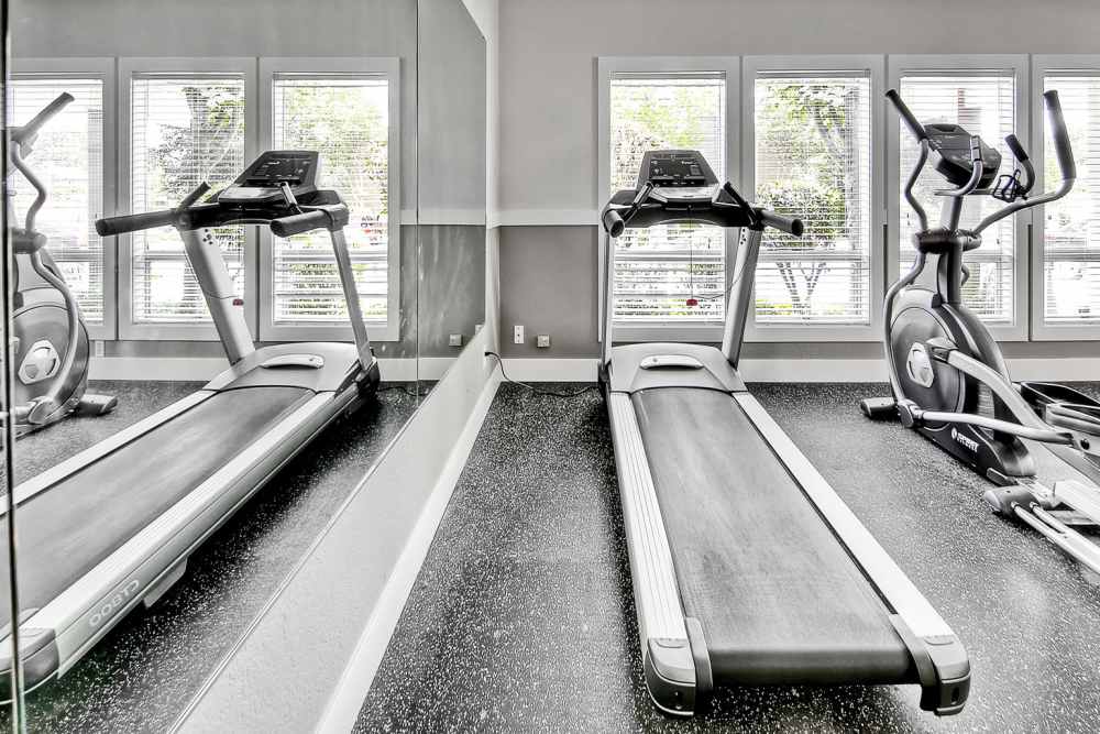Treadmills in the fitness center at Marina Club in Des Moines, Washington