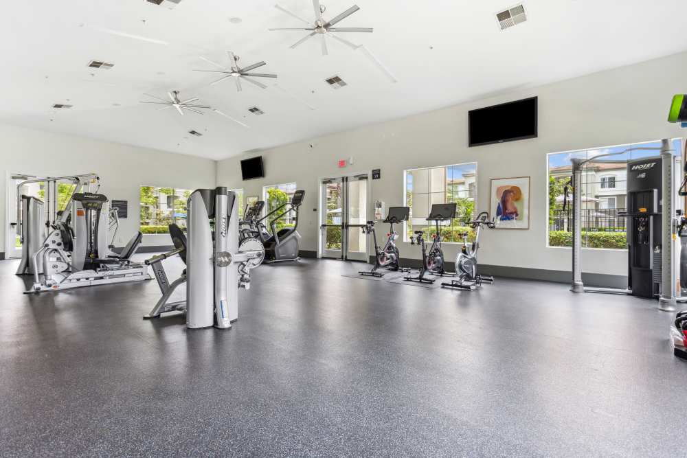 Resident gym with cardio and weight machines at Avery at Moorpark in Moorpark, California