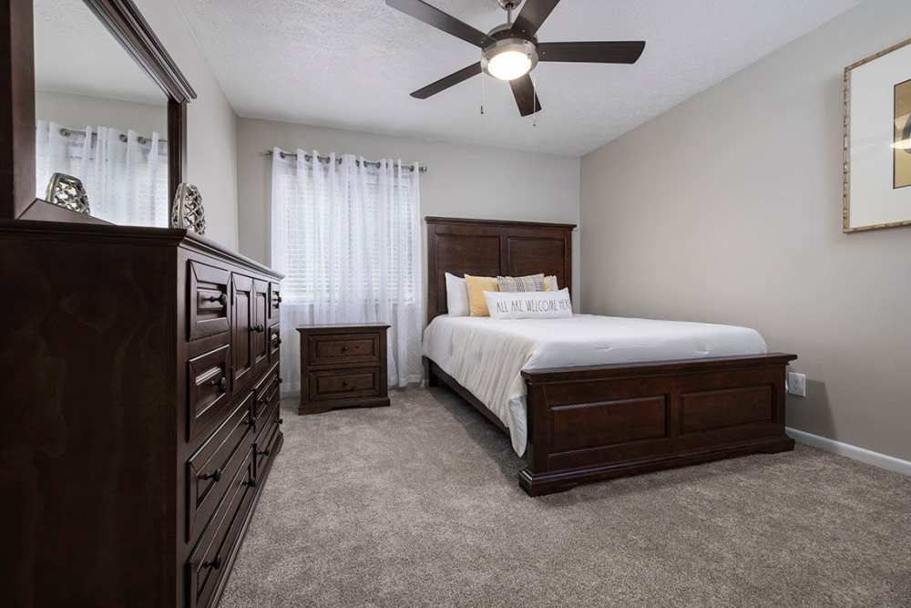Bedroom in a model home at Cross Creek in Columbus, Georgia