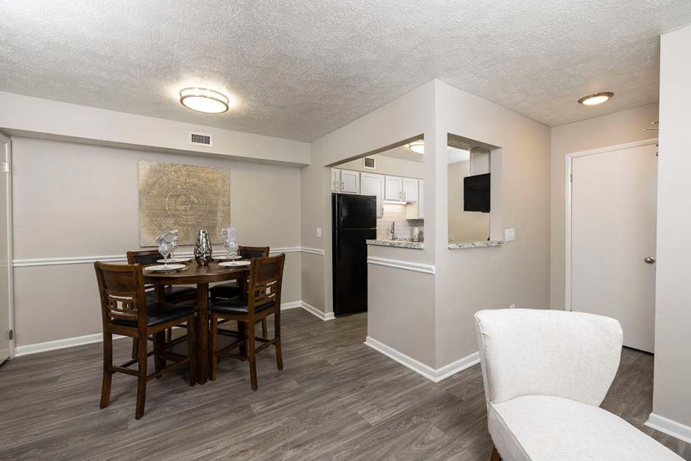 Kitchen and dining table at Cross Creek in Columbus, Georgia