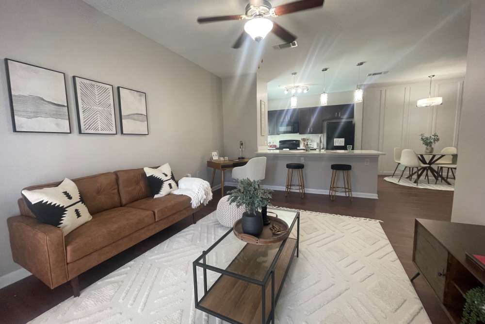 Living room in a model home at Thomaston Crossing in Macon, Georgia