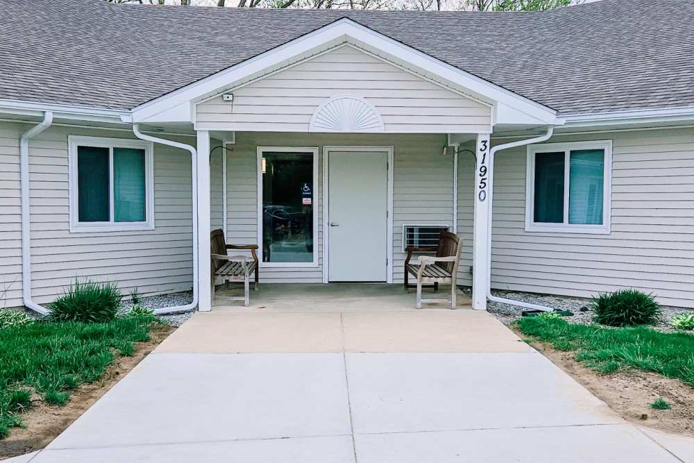 Front entrance at Bramblewood in New Haven, Michigan