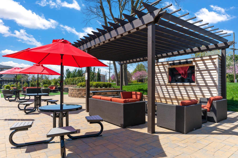 Outdoor cabanas at East of Market in Frederick, Maryland